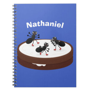 Happy miers schaatsen op koekjes cartoon notitieboek