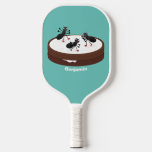 Happy miers schaatsen op koekjes cartoon pickleball paddle