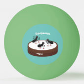 Happy miers schaatsen op koekjes cartoon pingpongbal (Achterkant)