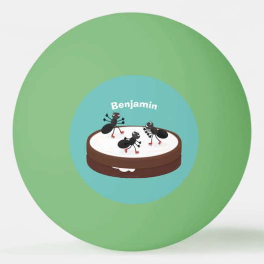 Happy miers schaatsen op koekjes cartoon pingpongbal (Achterkant)