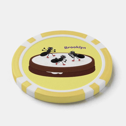 Happy miers schaatsen op koekjes cartoon poker chips (Enkel)
