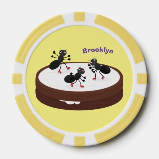 Happy miers schaatsen op koekjes cartoon poker chips (Voorkant)