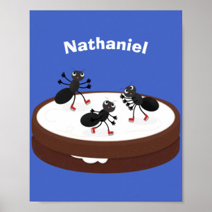 Happy miers schaatsen op koekjes cartoon poster