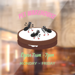 Happy miers schaatsen op koekjes cartoon raamsticker