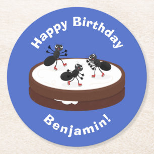 Happy miers schaatsen op koekjes cartoon ronde kartonnen onderzetter
