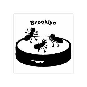 Happy miers schaatsen op koekjes cartoon rubberstempel