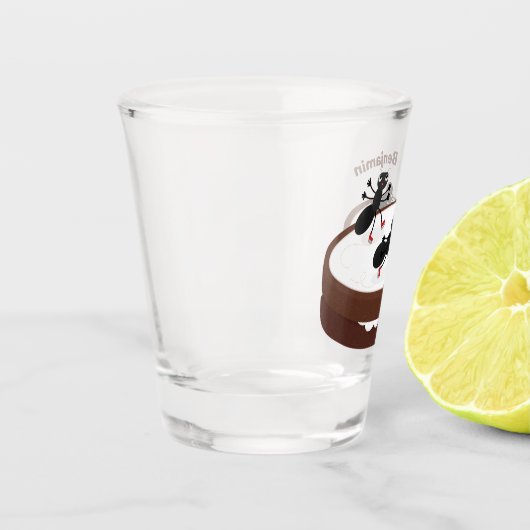 Happy miers schaatsen op koekjes cartoon shot glas (Links)