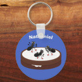 Happy miers schaatsen op koekjes cartoon sleutelhanger (Voorkant)