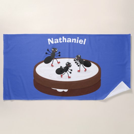 Happy miers schaatsen op koekjes cartoon strandlaken (Voorkant)