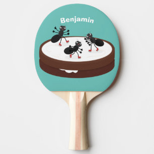 Happy miers schaatsen op koekjes cartoon tafeltennisbatje
