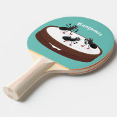 Happy miers schaatsen op koekjes cartoon tafeltennisbatje (Voorkant Gekanteld)