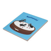 Happy miers schaatsen op koekjes cartoon tegeltje (Zijkant)