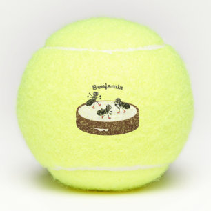 Happy miers schaatsen op koekjes cartoon tennisballen