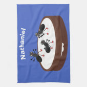 Happy miers schaatsen op koekjes cartoon theedoek (Verticaal)