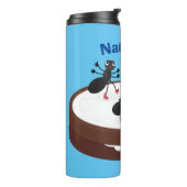 Happy miers schaatsen op koekjes cartoon thermosbeker (Gedraaid links)