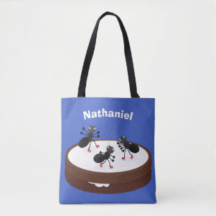 Happy miers schaatsen op koekjes cartoon tote bag
