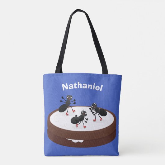 Happy miers schaatsen op koekjes cartoon tote bag (Achterkant)