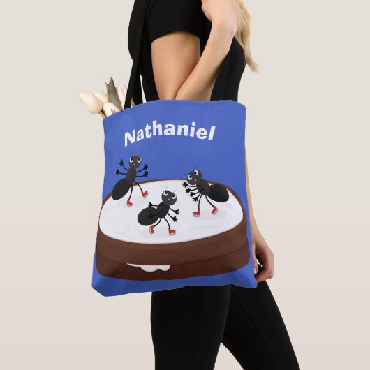 Happy miers schaatsen op koekjes cartoon tote bag (Dichtbij)