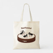 Happy miers schaatsen op koekjes cartoon tote bag (Achterkant)
