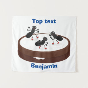 Happy miers schaatsen op koekjes cartoon wandkleed
