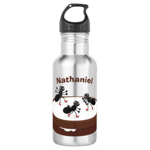 Happy miers schaatsen op koekjes cartoon waterfles