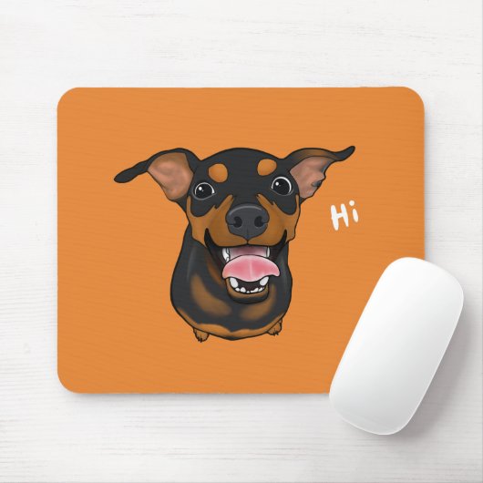 Happy Min Pin Miniature Pinscher Dog Mousepad Muismat (Met muis)