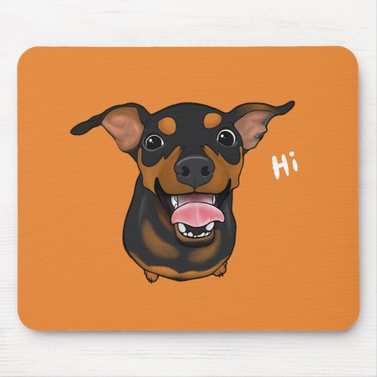 Happy Min Pin Miniature Pinscher Dog Mousepad Muismat (Voorkant)