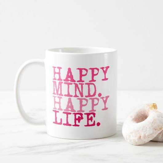 Happy Mind. Gelukkig leven. Fun inspirerend quote Koffiemok (Met donut)