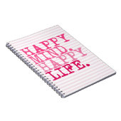 Happy Mind. Gelukkig leven. Fun inspirerend quote Notitieboek (Rechterzijde)