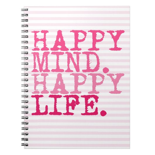 Happy Mind. Gelukkig leven. Fun inspirerend quote Notitieboek (Voorkant)