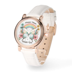 Happy Mind Happy Life beroemd gemaakt door Pastel  Horloge