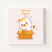 Happy Mind Happy Life Cute Cat Illustration Notitieboek (Achterkant)
