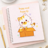 Happy Mind Happy Life Cute Cat Illustration Notitieboek