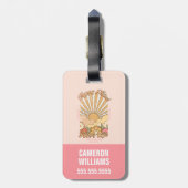 Happy Mind Happy Life Hippy Groovy Vibes Bagagelabel (Achterkant verticaal)