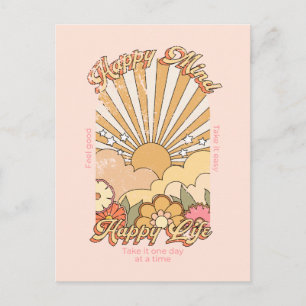 Happy Mind Happy Life Hippy Groovy Vibes Briefkaart