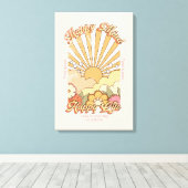 Happy Mind Happy Life Hippy Groovy Vibes Canvas Afdruk (Insitu (Houten vloer))