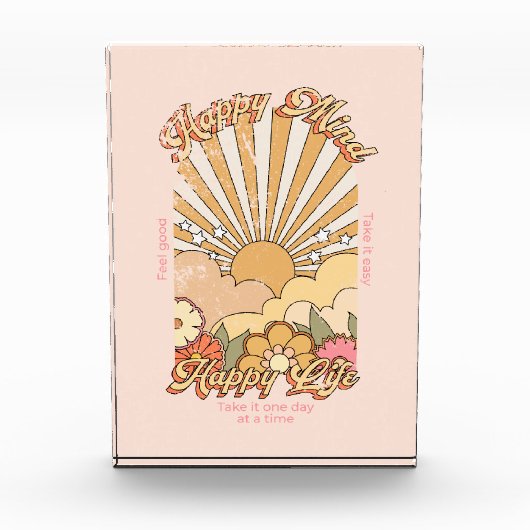 Happy Mind Happy Life Hippy Groovy Vibes Fotoblokken (Voorkant)