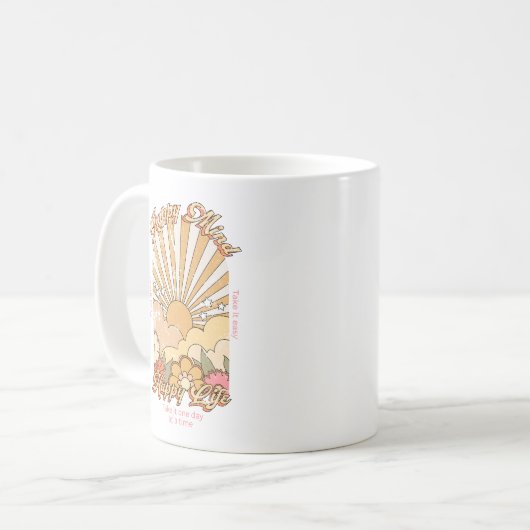 Happy Mind Happy Life Hippy Groovy Vibes Koffiemok (Voorkant links)