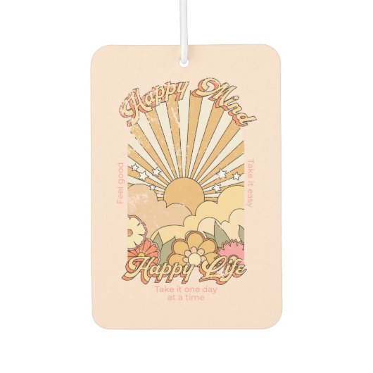 Happy Mind Happy Life Hippy Groovy Vibes Luchtverfrisser (Voorkant)