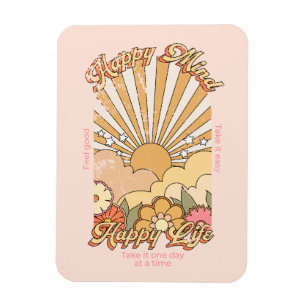Happy Mind Happy Life Hippy Groovy Vibes Magneet