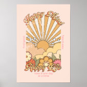 Happy Mind Happy Life Hippy Groovy Vibes Poster (Voorkant)