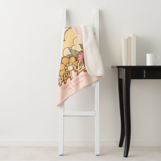 Happy Mind Happy Life Hippy Groovy Vibes Sherpa Deken (In situ)