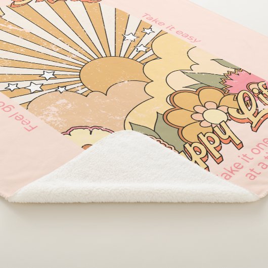 Happy Mind Happy Life Hippy Groovy Vibes Sherpa Deken (3/4)