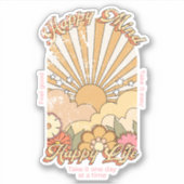 Happy Mind Happy Life Hippy Groovy Vibes Sticker (Voorkant)