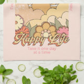 Happy Mind Happy Life Hippy Groovy Vibes Theedoek (Gevouwen)