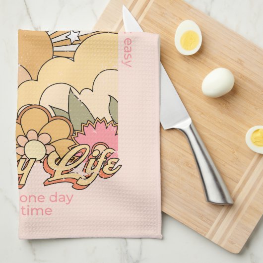 Happy Mind Happy Life Hippy Groovy Vibes Theedoek (Quarter Fold)