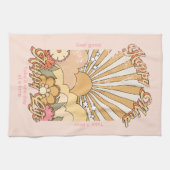 Happy Mind Happy Life Hippy Groovy Vibes Theedoek (Horizontaal)