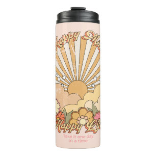 Happy Mind Happy Life Hippy Groovy Vibes Thermosbeker