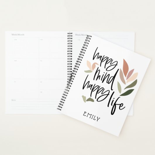 Happy Mind Happy Life Motivatie citaat Planner (Display)
