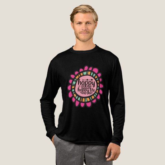 Happy Mind Happy Life Motivatie grafisch ontwerp Tri-Blend Shirt (Voorkant)